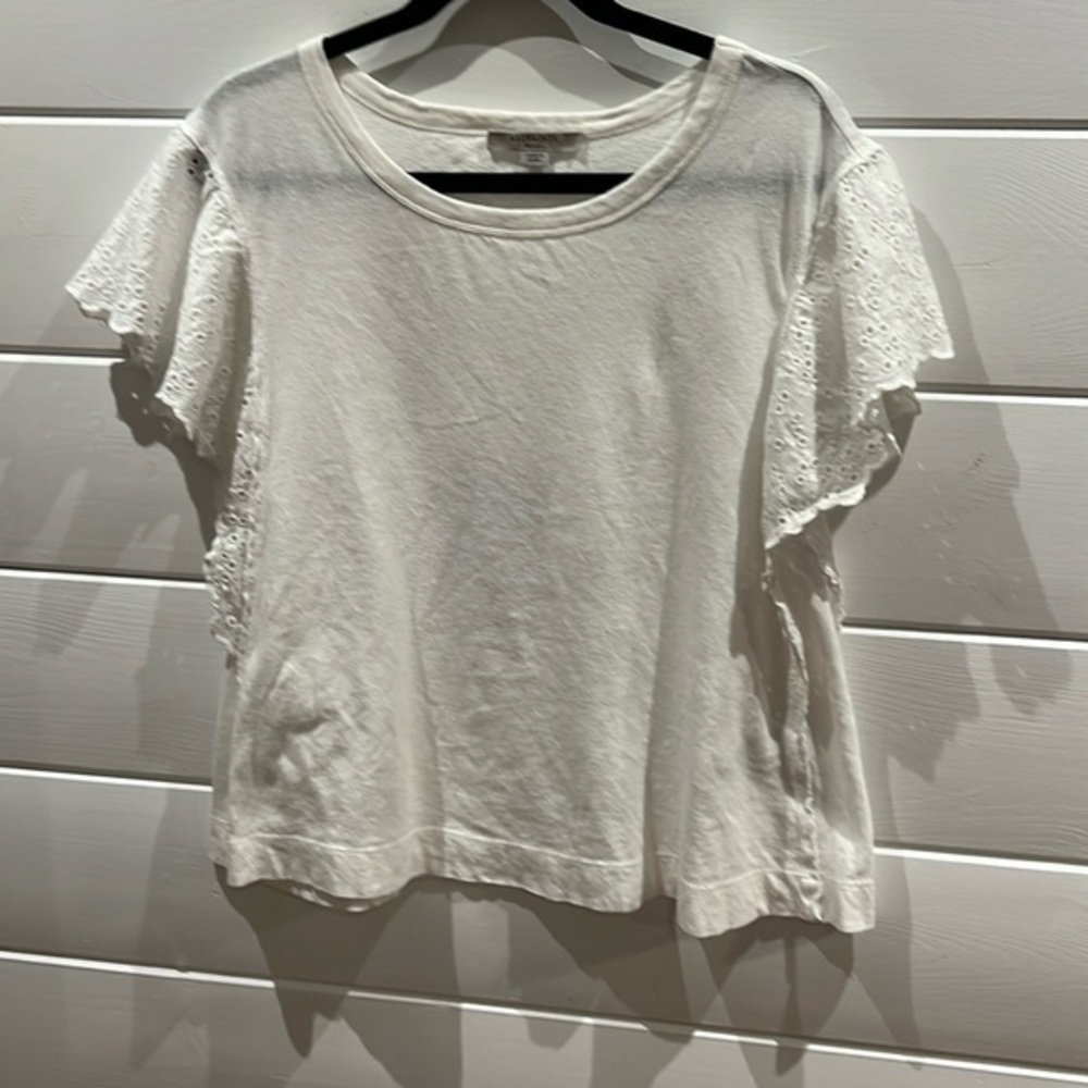 ALL SAINTS EYELET SLEEVES linen‎ blend small TOP